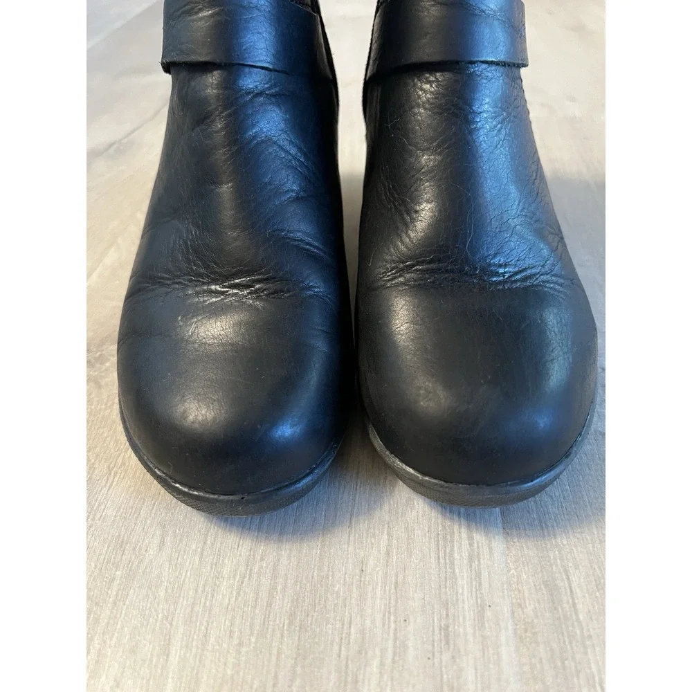 Keen Boots Womens Size 7 Black Kate Mid Ankle Wedge Leather Side Zip Casual